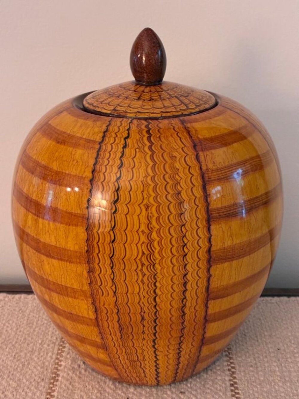 *STUNNING* Maitland-Smith Handmade Tessellated Combed Lidded Ginger Jar Vase